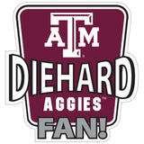 Texas A & M Aggies Die-Hard Fan Auto Decal - Texas A&M - Flyclothing LLC