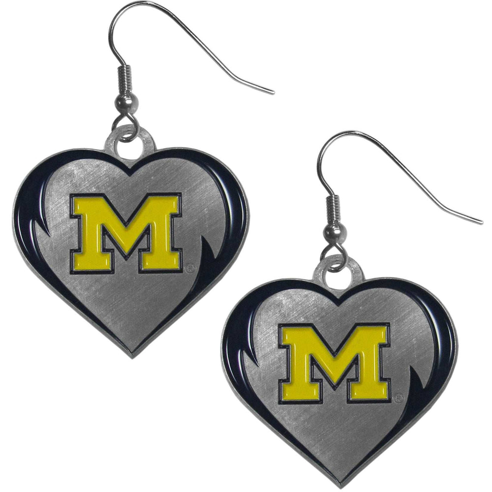 Michigan Wolverines Heart Dangle Earrings - Michigan Wolverines - Flyclothing LLC