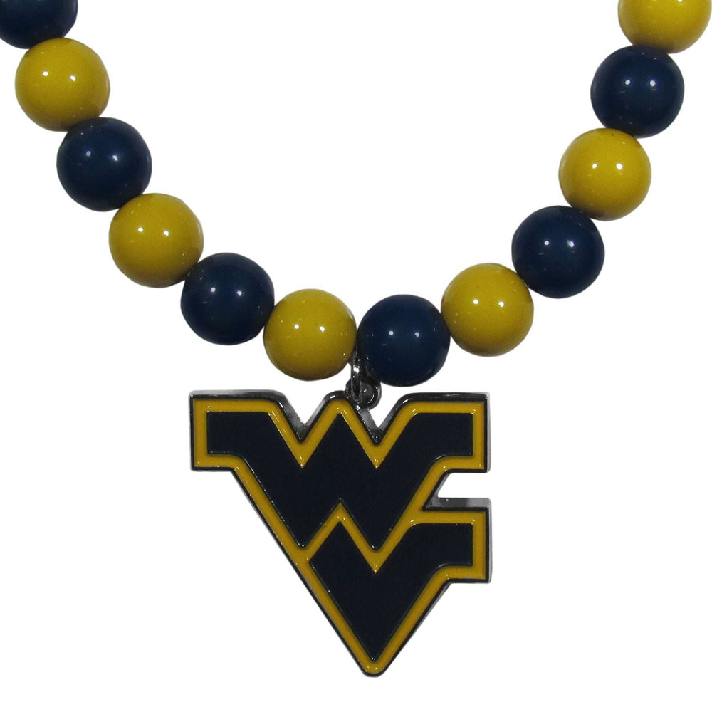 W. Virginia Mountaineers Fan Bead Necklace - W. Virginia Mountaineers - Flyclothing LLC