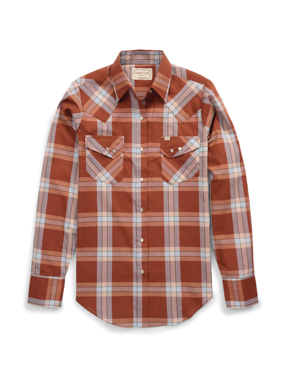 Women's Cowboygirl Ranch Rig Rust Plaid Granddaddy Snap Shirt - Ely Cattleman - Flyclothing LLC