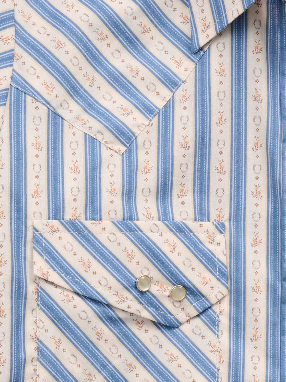 Women's Cowboygirl Horseshoe Cowboy Blue Stripe Print Granddaddy Snap Shirt - Ely Cattleman - Flyclothing LLC