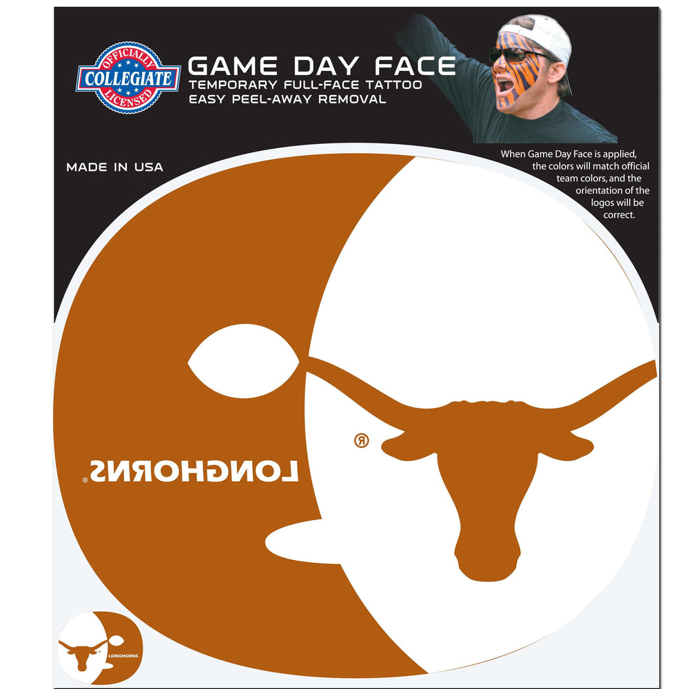 Texas Longhorns Game Face Temporary Tattoo - Texas Longhorns - Flyclothing LLC