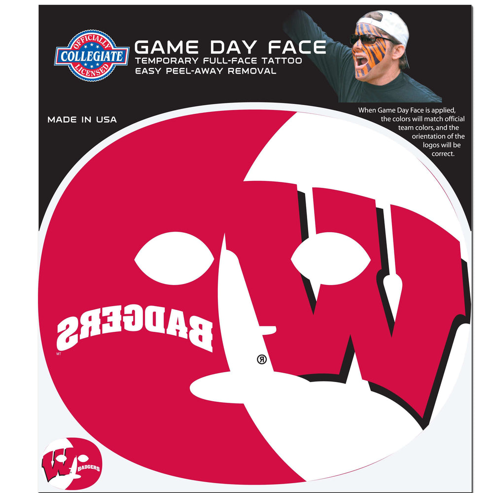 Wisconsin Badgers Game Face Temporary Tattoo - Wisconsin Badgers - Flyclothing LLC
