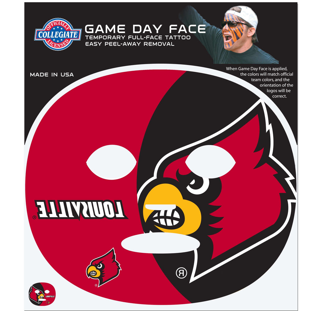 Louisville Cardinals Game Face Temporary Tattoo - Louisville Cardinals - Flyclothing LLC