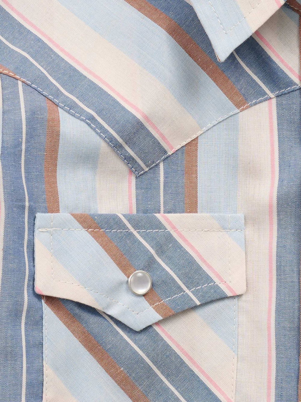 Girl's Cowboygirl Ecru & Cowboy Blue Stripe Granddaddy Western Snap Shirt - Ely Cattleman - Flyclothing LLC