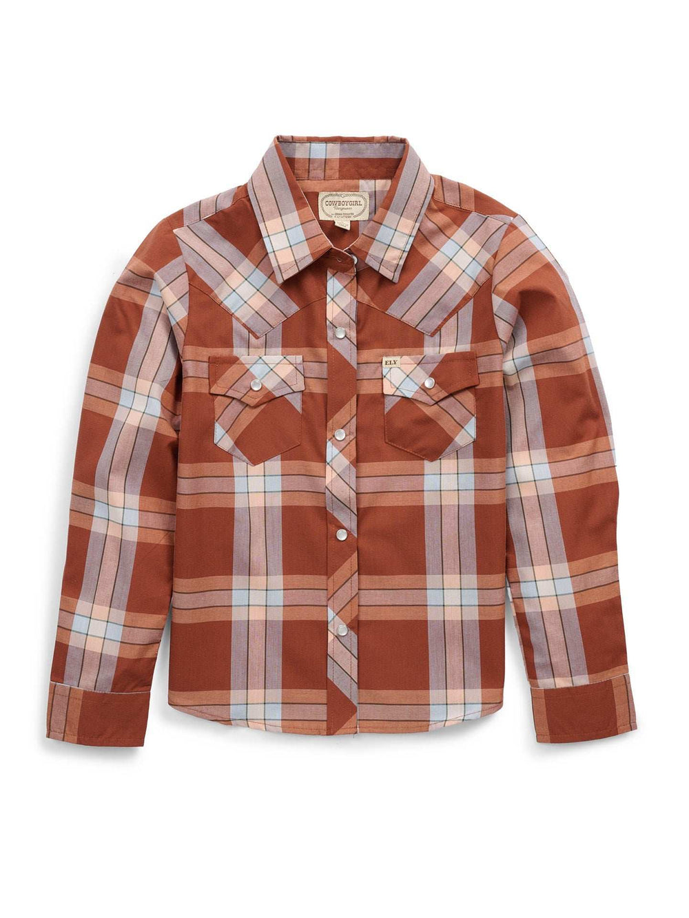 Girl's Cowboygirl Rust Big Plaid Granddaddy Western Snap Shirt - Ely Cattleman - Flyclothing LLC