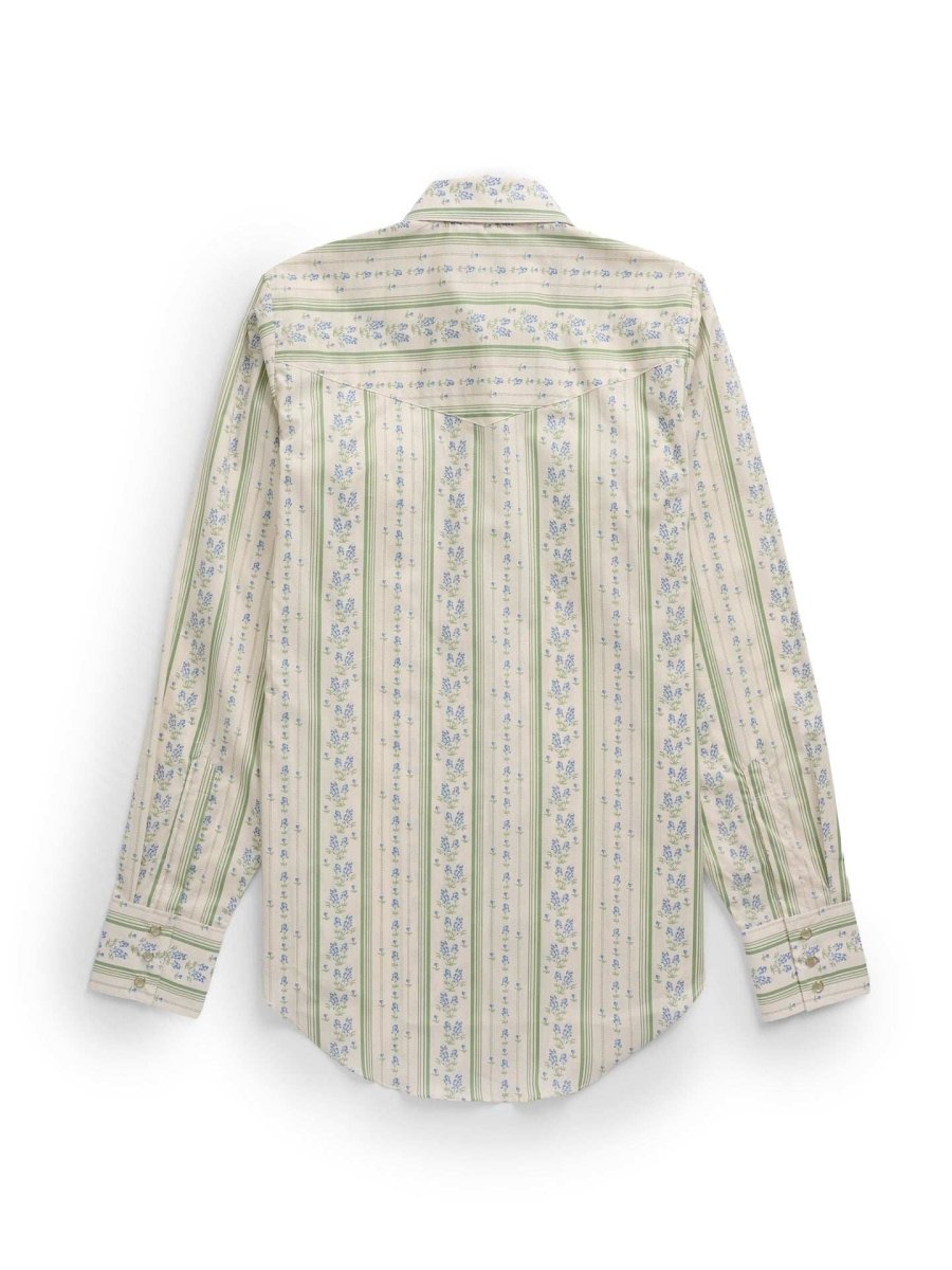 Women's Cowboygirl Bluebonnet Stripe Print Granddaddy Snap Shirt - Ely Cattleman - Flyclothing LLC