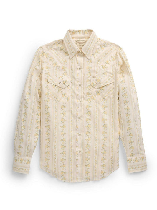 Women's Cowboygirl Yellow Rose Print Granddaddy Snap Shirt - Ely Cattleman - Flyclothing LLC