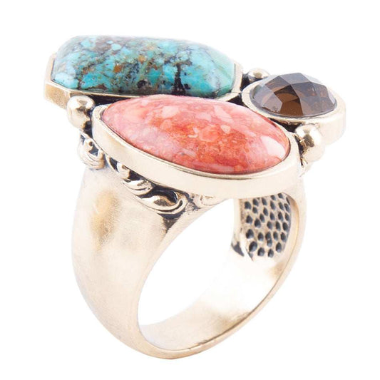 Champion Multi Stone Golden Statement Ring - Barse Jewelry - Flyclothing LLC