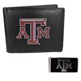 Texas A & M Aggies Leather Bi-fold Wallet & Black Money Clip - Texas A & M Aggies - Flyclothing LLC