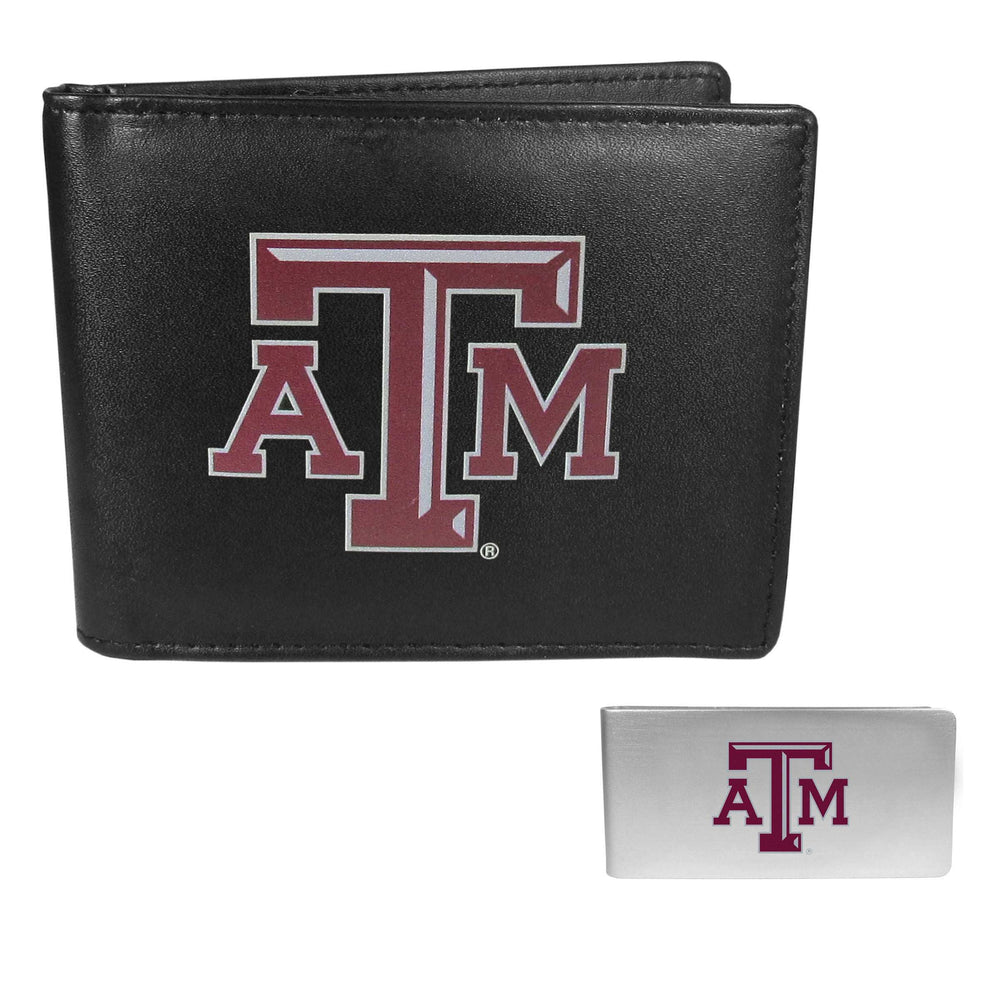 Texas A & M Aggies Leather Bi-fold Wallet & Money Clip - Texas A & M Aggies - Flyclothing LLC