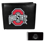 Ohio St. Buckeyes Leather Bi-fold Wallet & Black Money Clip - Ohio State Buckeyes - Flyclothing LLC
