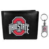 Ohio St. Buckeyes Leather Bi-fold Wallet & Valet Key Chain - Ohio State Buckeyes - Flyclothing LLC