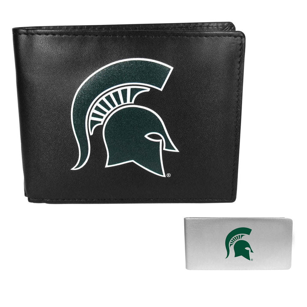 Michigan St. Spartans Leather Bi-fold Wallet & Money Clip - Michigan St. Spartans - Flyclothing LLC