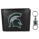 Michigan St. Spartans Leather Bi-fold Wallet & Valet Key Chain - Michigan St. Spartans - Flyclothing LLC