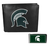 Michigan St. Spartans Leather Bi-fold Wallet & Color Money Clip - Michigan St. Spartans - Flyclothing LLC