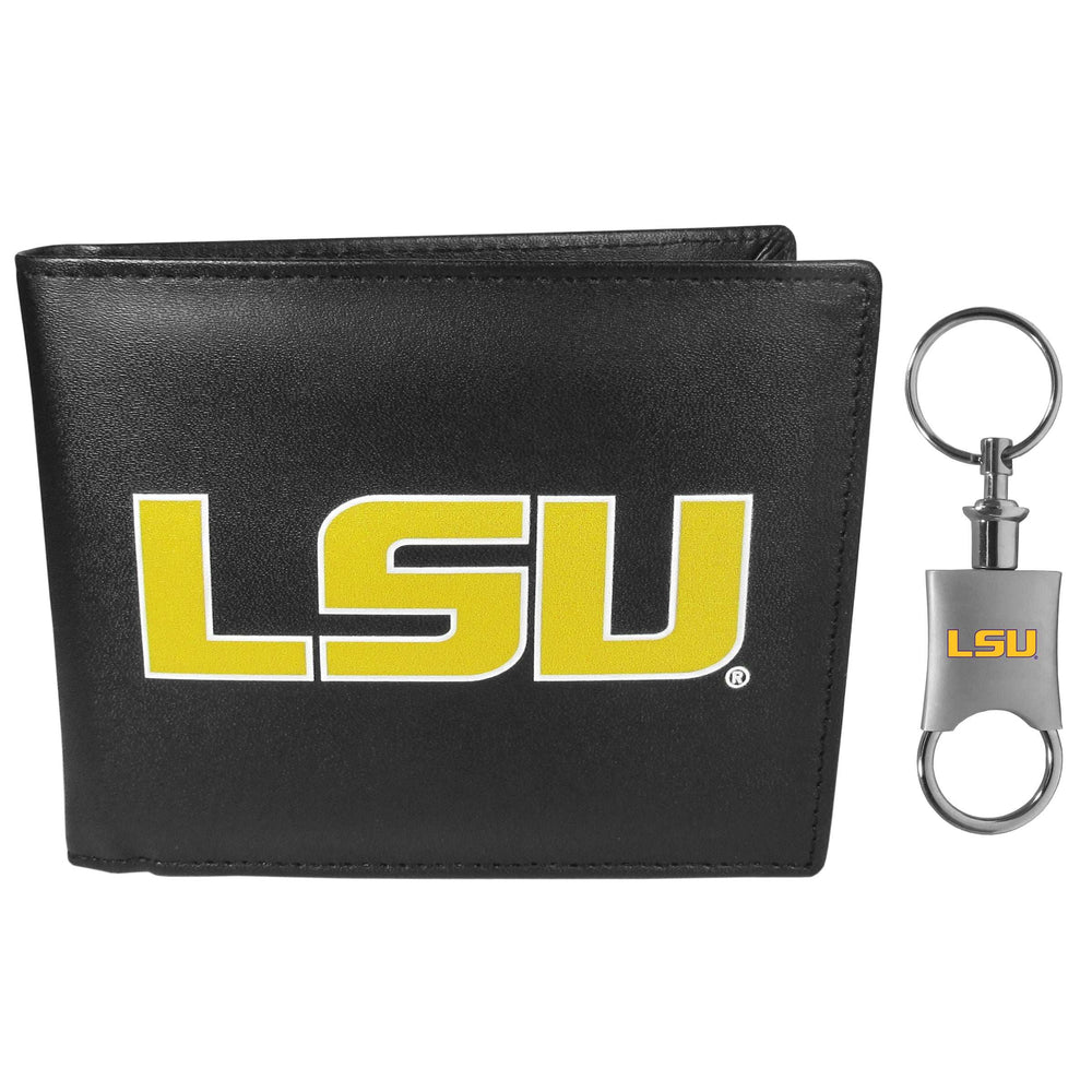 LSU Tigers Leather Bi-fold Wallet & Valet Key Chain - LSU Tigers - Flyclothing LLC