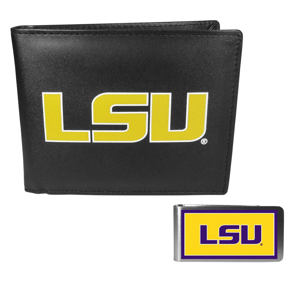 LSU Tigers Leather Bi-fold Wallet & Color Money Clip - LSU Tigers - Flyclothing LLC