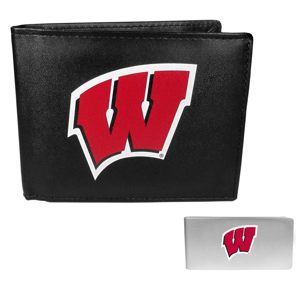 Wisconsin Badgers Leather Bi-fold Wallet & Money Clip - Wisconsin Badgers - Flyclothing LLC