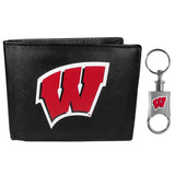 Wisconsin Badgers Leather Bi-fold Wallet & Valet Key Chain - Wisconsin Badgers - Flyclothing LLC