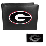 Georgia Bulldogs Leather Bi-fold Wallet & Black Money Clip - Georgia Bulldogs - Flyclothing LLC