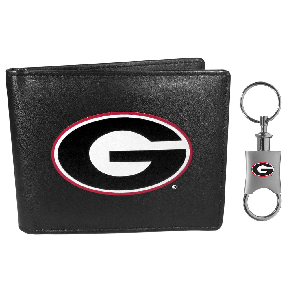 Georgia Bulldogs Leather Bi-fold Wallet & Valet Key Chain - Georgia Bulldogs - Flyclothing LLC