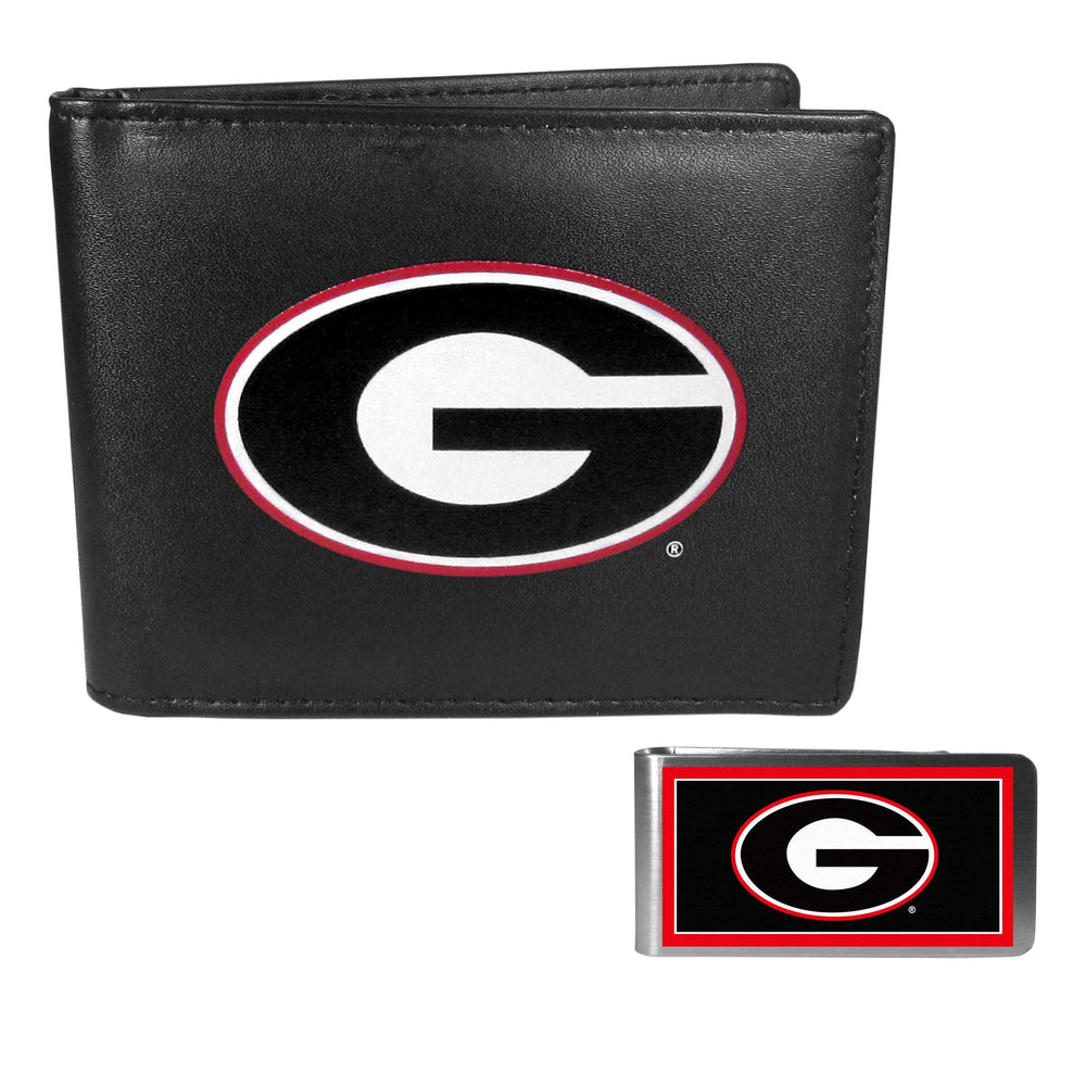 Georgia Bulldogs Leather Bi-fold Wallet & Color Money Clip - Georgia Bulldogs - Flyclothing LLC