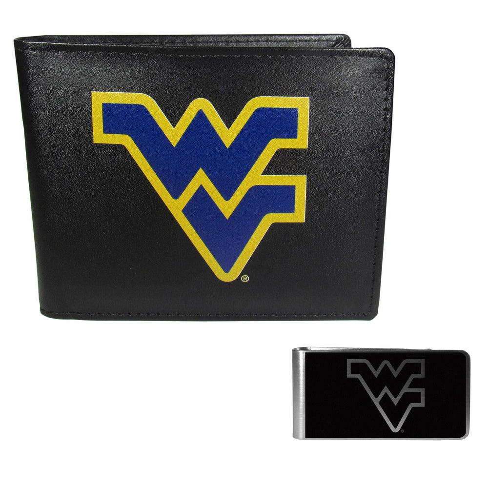 W. Virginia Mountaineers Leather Bi-fold Wallet & Black Money Clip - W. Virginia Mountaineers - Flyclothing LLC