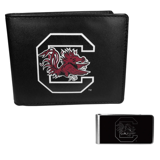 S. Carolina Gamecocks Leather Bi-fold Wallet & Black Money Clip - S. Carolina Gamecocks - Flyclothing LLC