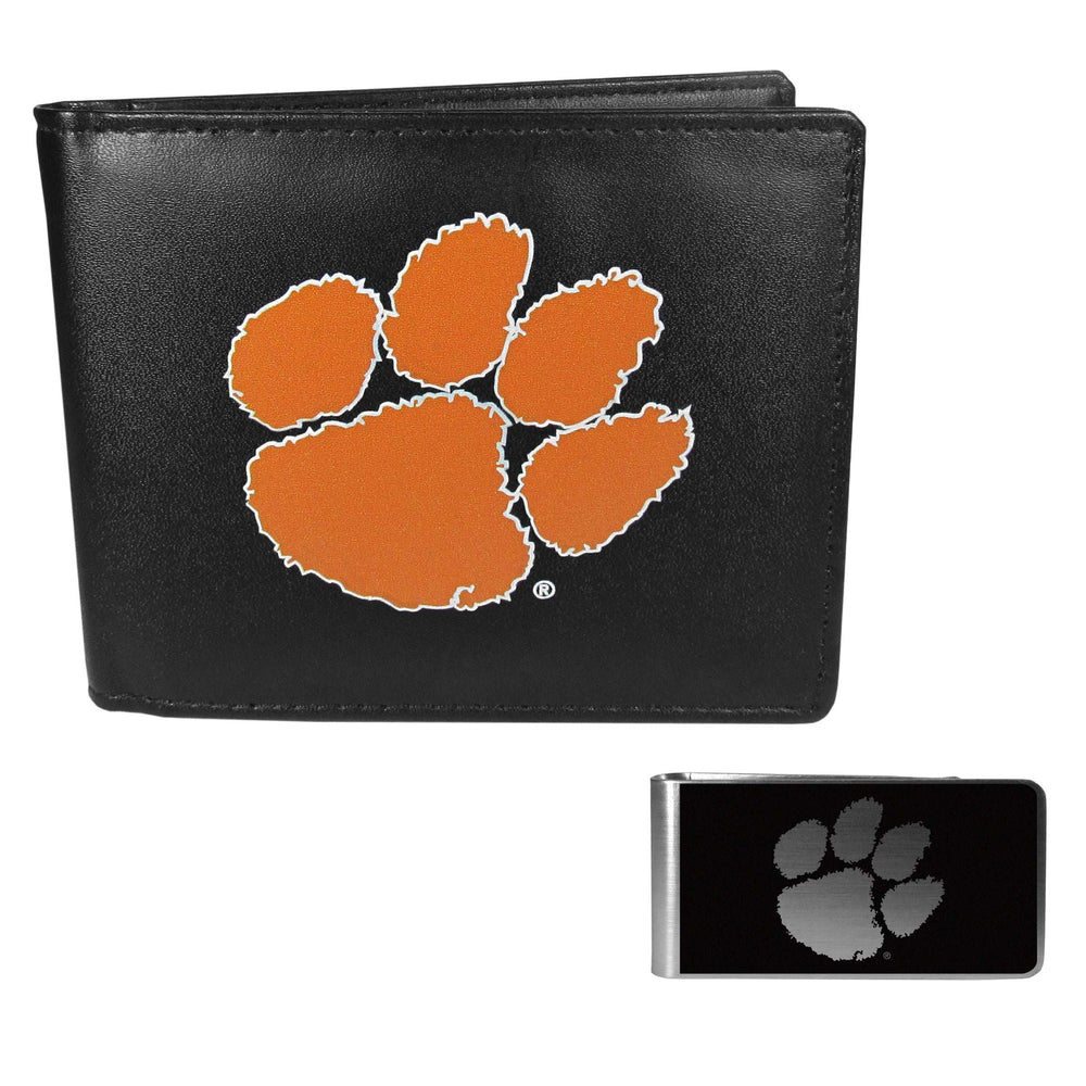Clemson Tigers Leather Bi-fold Wallet & Black Money Clip - Clemson Tigers - Flyclothing LLC