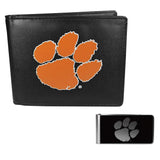 Clemson Tigers Leather Bi-fold Wallet & Black Money Clip - Clemson Tigers - Flyclothing LLC