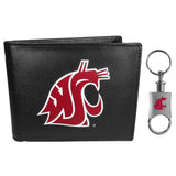 Washington St. Cougars Leather Bi-fold Wallet & Valet Key Chain - Washington St. Cougars - Flyclothing LLC