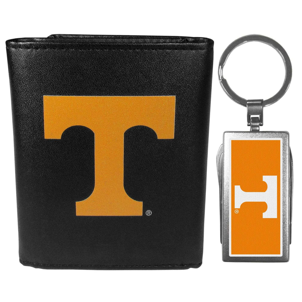 Tennessee Volunteers Leather Tri-fold Wallet & Multitool Key Chain, Black - Tennessee Volunteers - Flyclothing LLC
