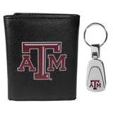 Texas A & M Aggies Leather Tri-fold Wallet & Steel Key Chain - Texas A & M Aggies - Flyclothing LLC