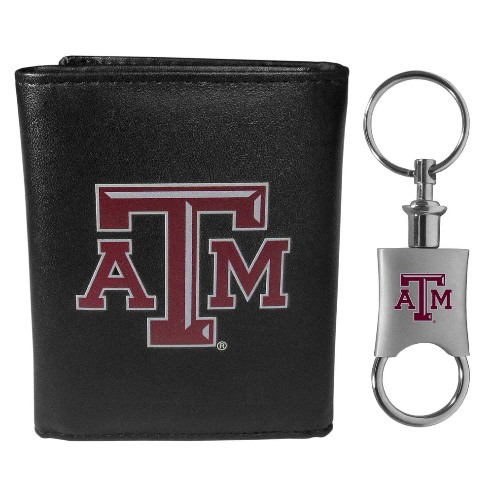Texas A & M Aggies Leather Tri-fold Wallet & Valet Key Chain - Texas A & M Aggies - Flyclothing LLC