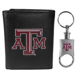 Texas A & M Aggies Leather Tri-fold Wallet & Valet Key Chain - Texas A & M Aggies - Flyclothing LLC