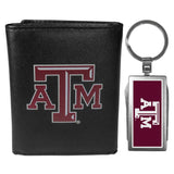 Texas A & M Aggies Leather Tri-fold Wallet & Multitool Key Chain, Black - Texas A&M - Flyclothing LLC