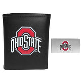 Ohio St. Buckeyes Leather Tri-fold Wallet & Money Clip - Ohio State Buckeyes - Flyclothing LLC