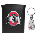 Ohio St. Buckeyes Leather Tri-fold Wallet & Steel Key Chain - Ohio State Buckeyes - Flyclothing LLC