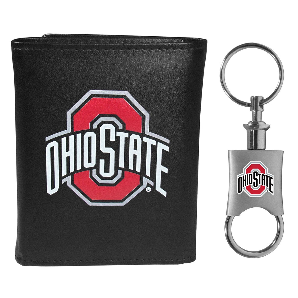 Ohio St. Buckeyes Leather Tri-fold Wallet & Valet Key Chain - Ohio State Buckeyes - Flyclothing LLC