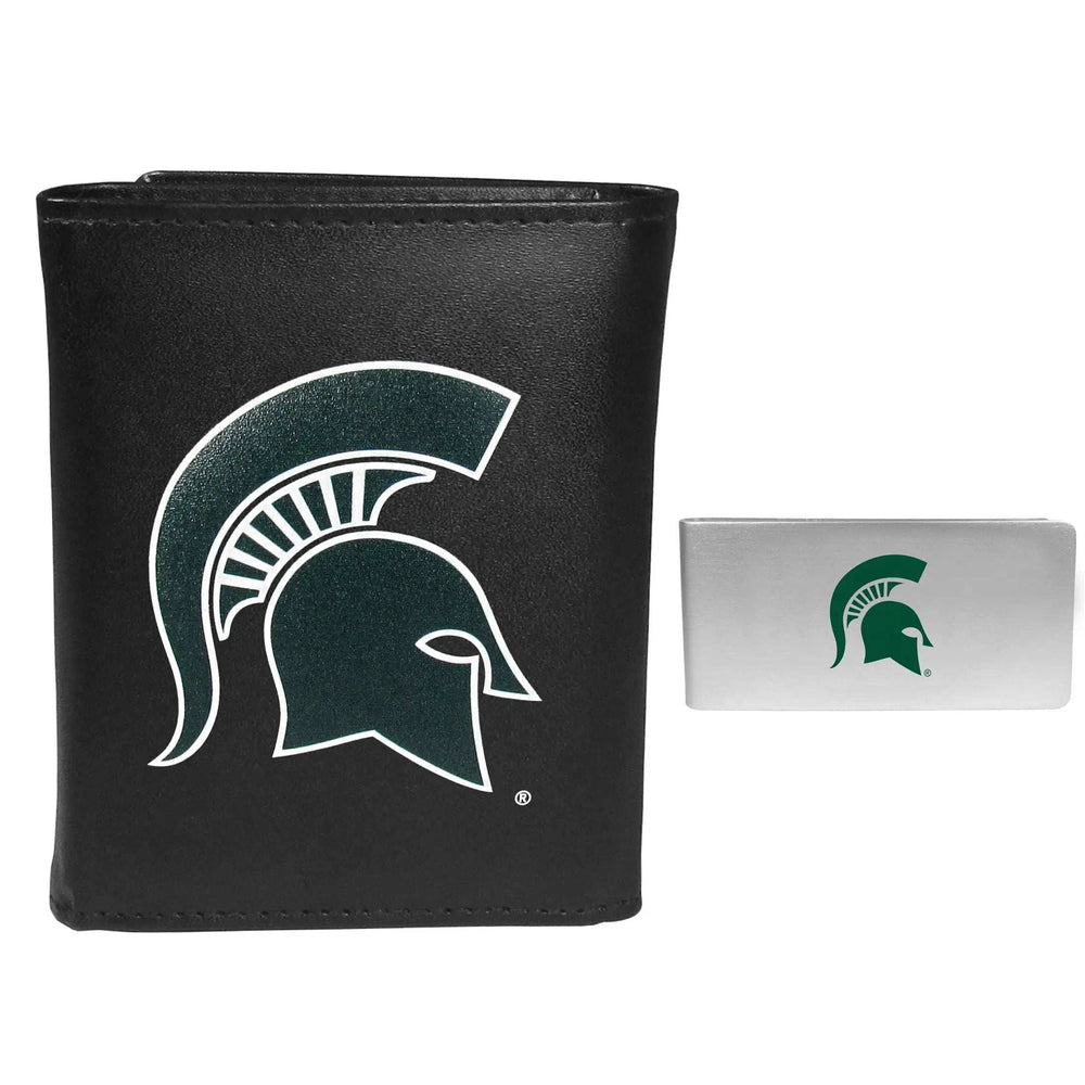 Michigan St. Spartans Leather Tri-fold Wallet & Money Clip - Michigan St. Spartans - Flyclothing LLC