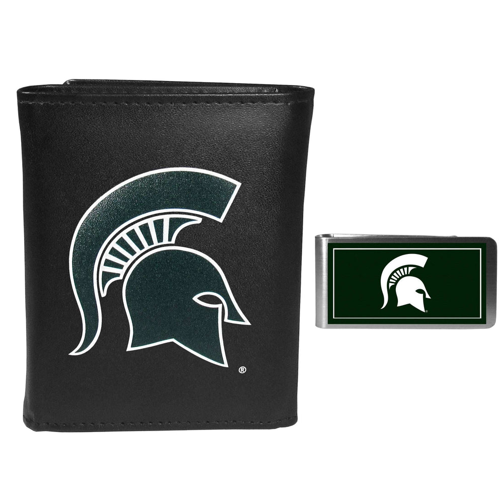 Michigan St. Spartans Leather Tri-fold Wallet & Color Money Clip - Michigan St. Spartans - Flyclothing LLC