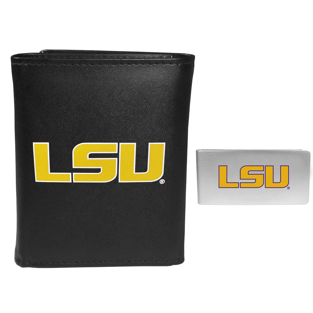 LSU Tigers Leather Tri-fold Wallet & Money Clip - LSU Tigers - Flyclothing LLC