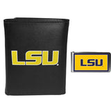 LSU Tigers Leather Tri-fold Wallet & Color Money Clip - LSU Tigers - Flyclothing LLC