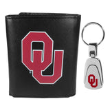 Oklahoma Sooners Leather Tri-fold Wallet & Steel Key Chain - Oklahoma Sooners - Flyclothing LLC