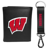 Wisconsin Badgers Leather Tri-fold Wallet & Strap Key Chain - Wisconsin Badgers - Flyclothing LLC