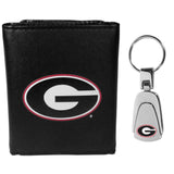 Georgia Bulldogs Leather Tri-fold Wallet & Steel Key Chain - Georgia Bulldogs - Flyclothing LLC