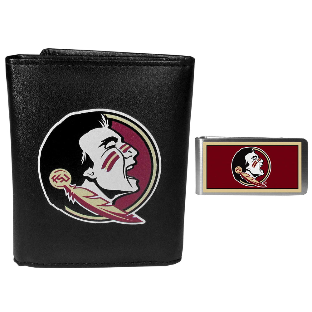 Florida St. Seminoles Leather Tri-fold Wallet & Color Money Clip - Florida St. Seminoles - Flyclothing LLC