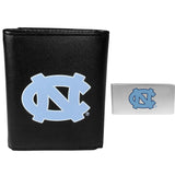N. Carolina Tar Heels Leather Tri-fold Wallet & Money Clip - N. Carolina Tar Heels - Flyclothing LLC