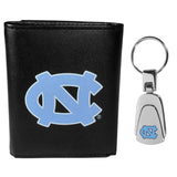 N. Carolina Tar Heels Leather Tri-fold Wallet & Steel Key Chain - N. Carolina Tar Heels - Flyclothing LLC